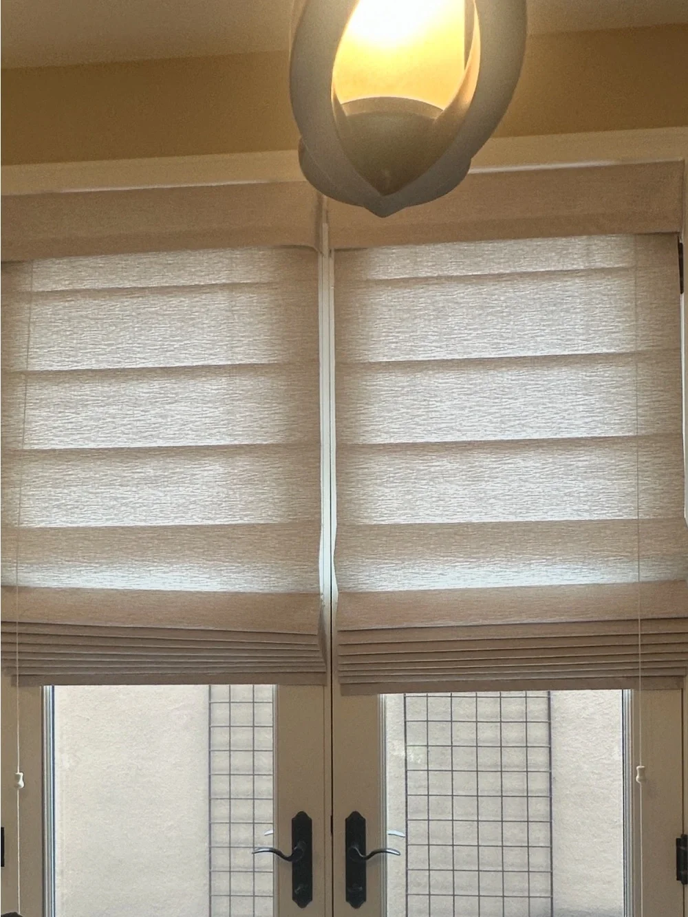 Pair of Light-Filtering Beige Window Shades